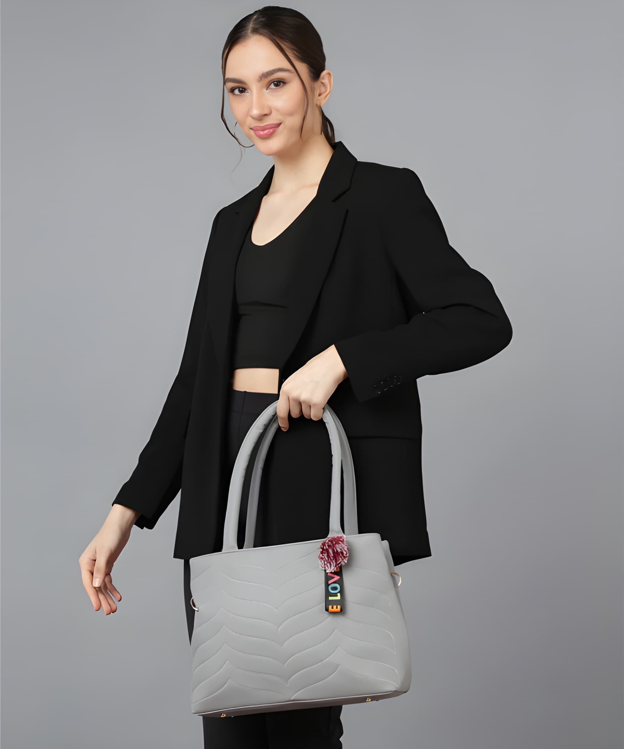 Women's PU Leather Shoulder and Tote Handbag in Grevia