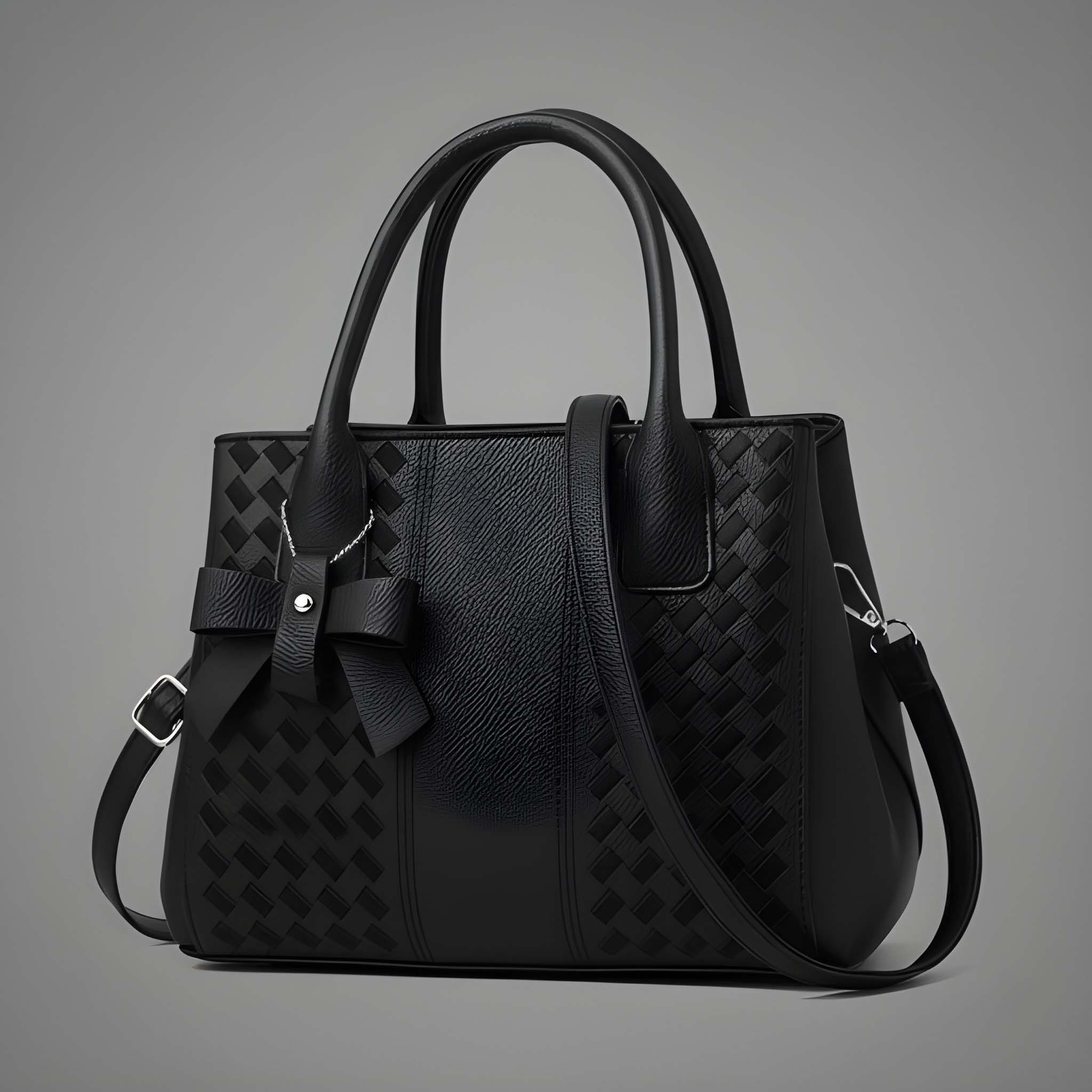 Women's Woven Bow Tote in Black