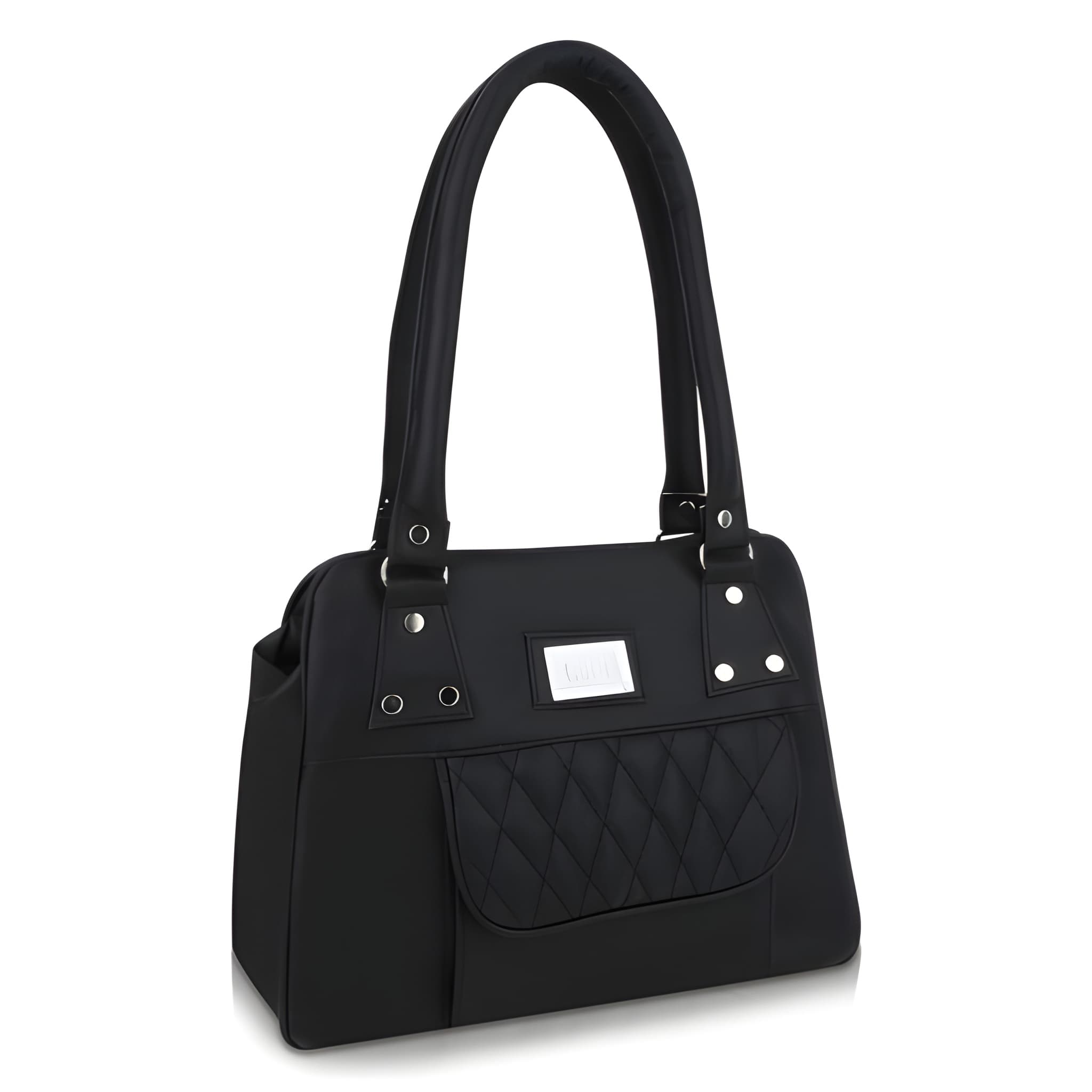 Women's PU Leather Shoulder and Tote Handbag in Black Muwe
