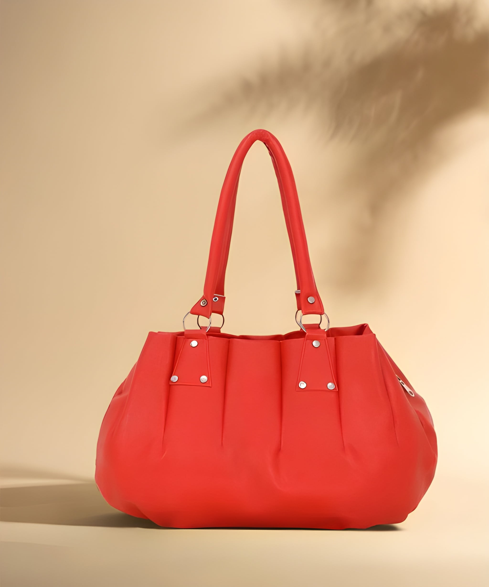 Women's PU Leather Shoulder and Tote Handbag in Red Babuchi