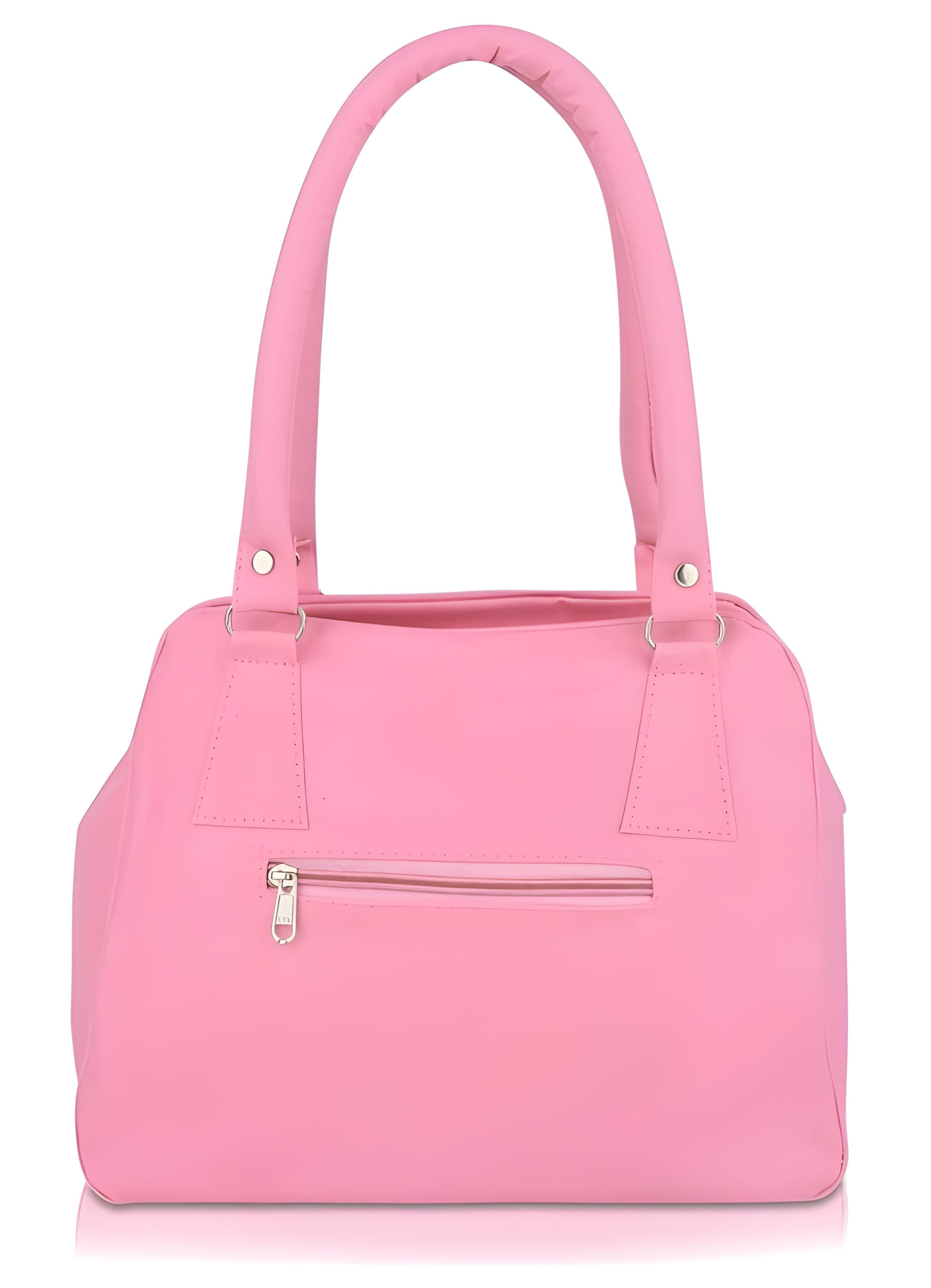 Women's PU Leather Shoulder and Tote Handbag in Pink Sink