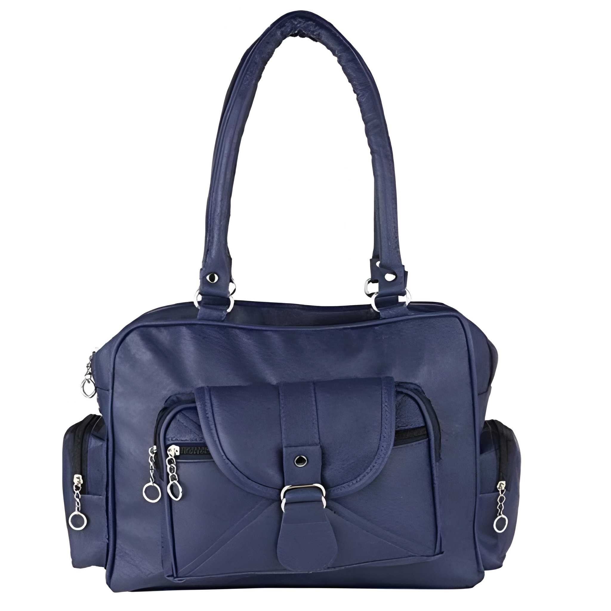 Women's PU Leather Shoulder and Tote Handbag in Bet Blue