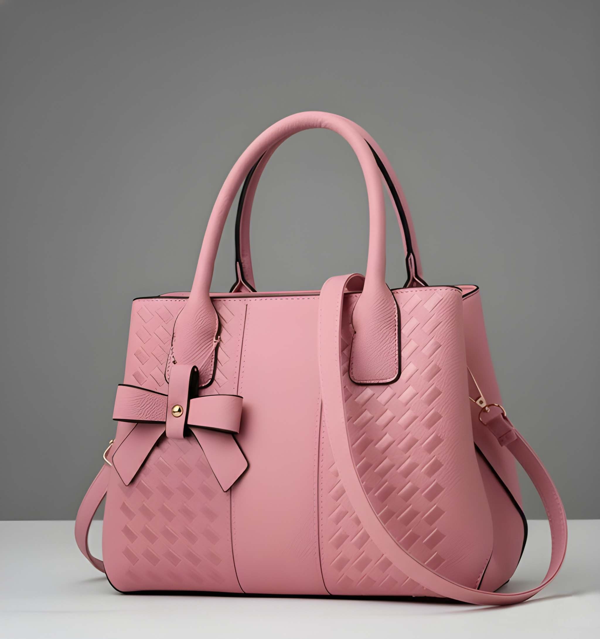 Women's Woven Bow Tote in Pink