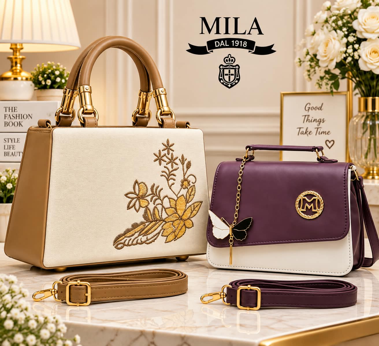2-Piece Women's Handbag and Crossbody Sling Bag Combo Set in Maroon