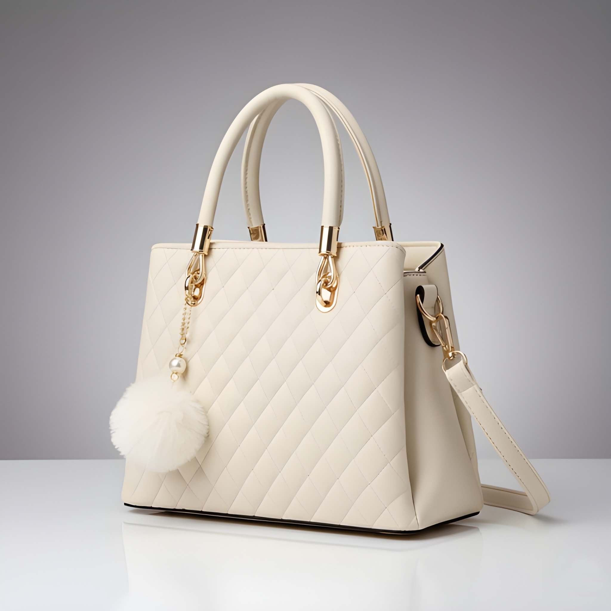 Women's Diamond-Quilted Tote in Cream