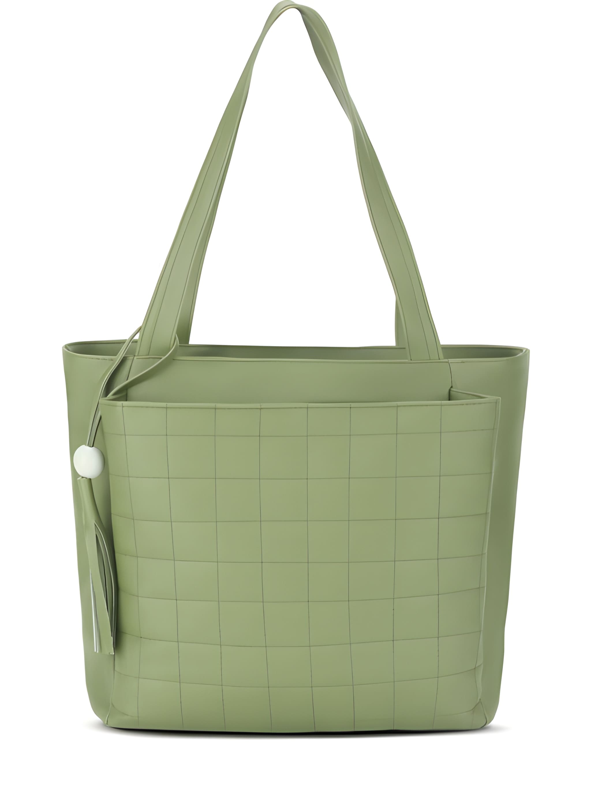 Women's PU Leather Shoulder and Tote Handbag in Pista Moss